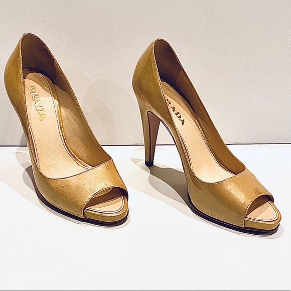 Prada Patent Leather Peep Toe Heel Nude - Picture 3 of 16
